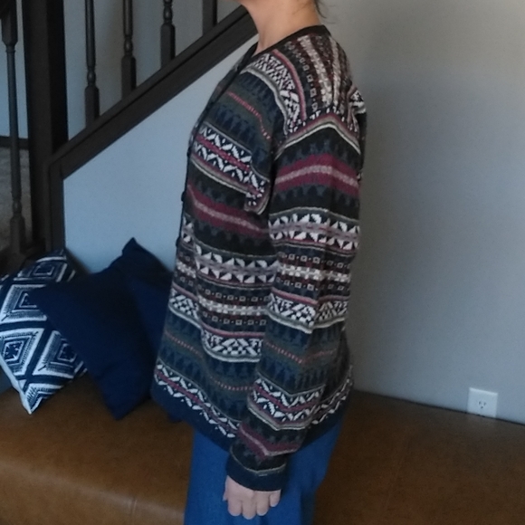 vintage 80's 90's BUTTON FRONT CARDIGAN sweater L - Picture 3 of 9